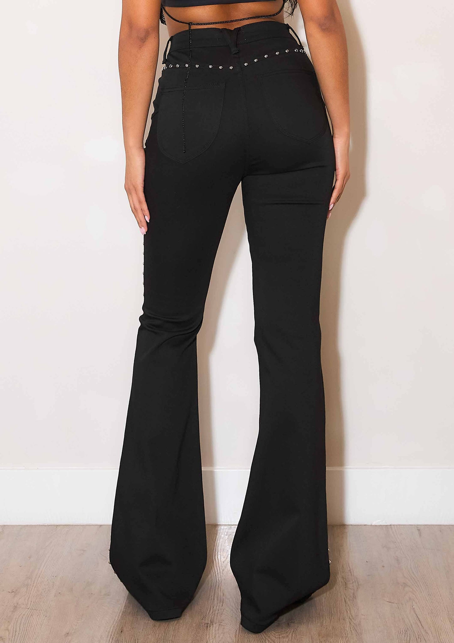 High-Rise Flare Jeans With Studs