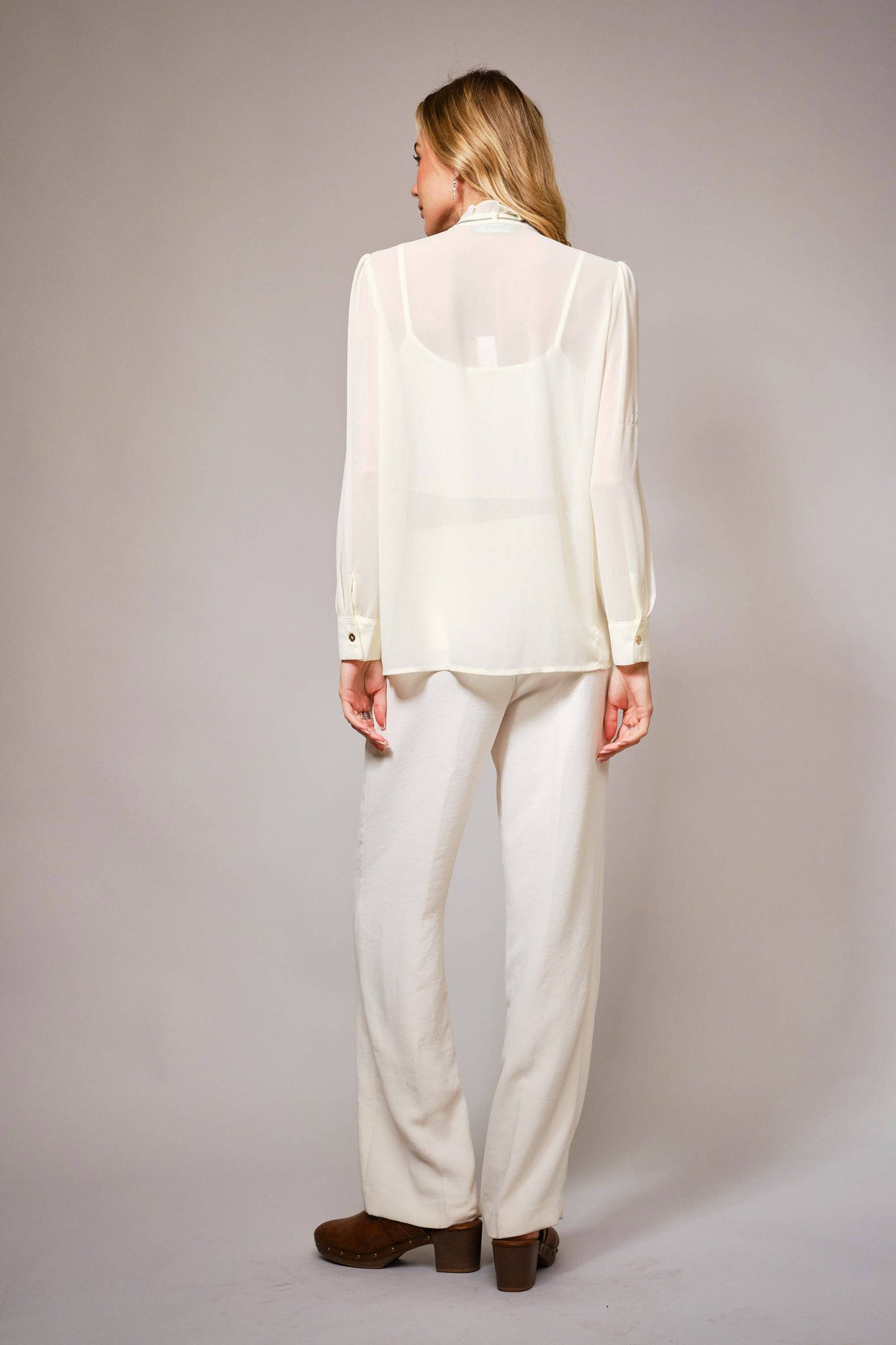 36872T - Chelsea Ruffle Front Button Up Blouse