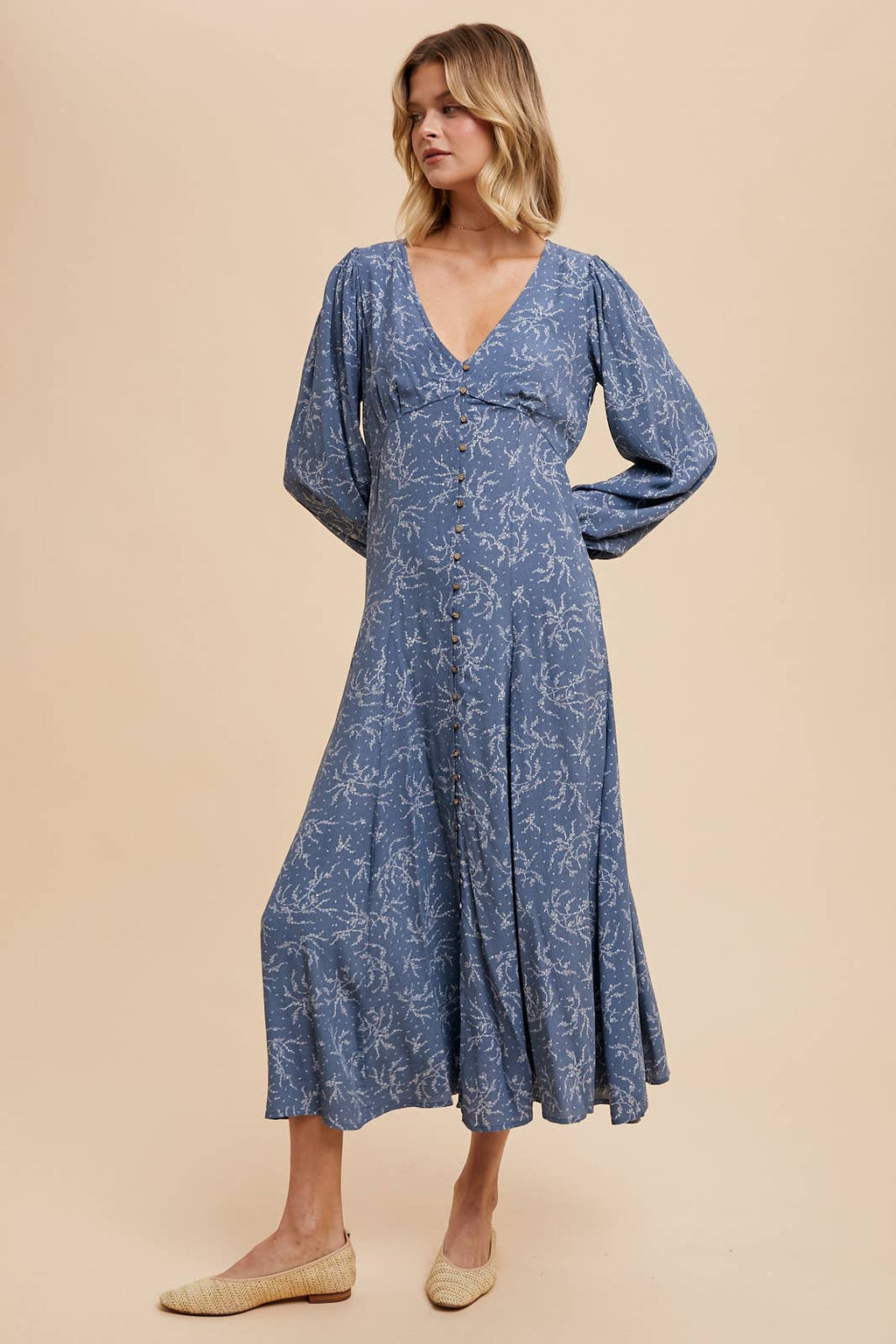 Rosewood Floral Button-Down Dress