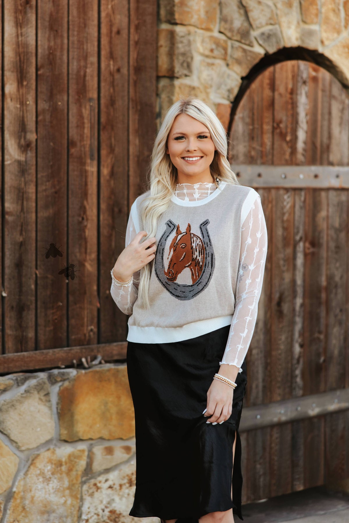Lariat Lace Long-Sleeve Top — Cloud