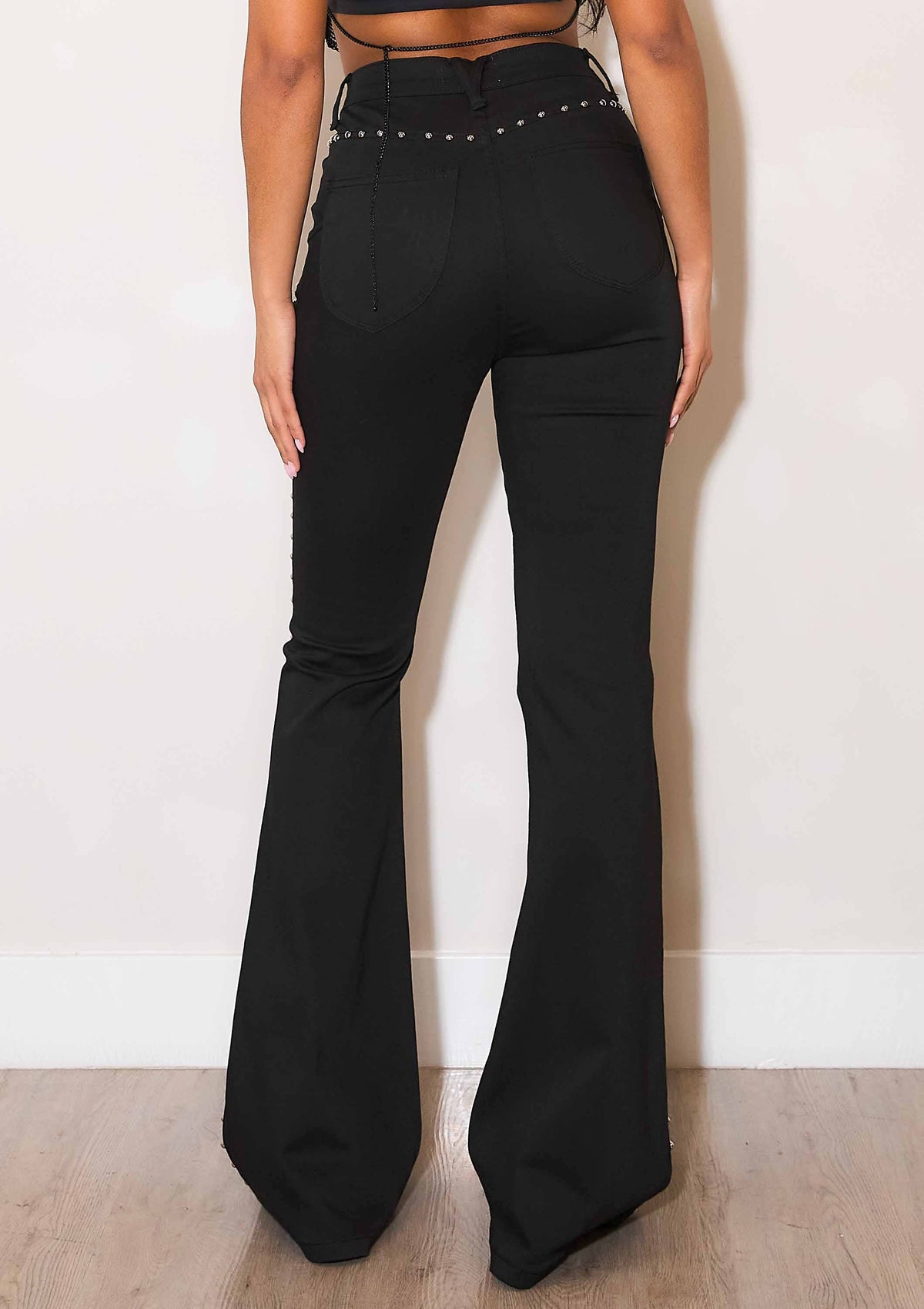 High-Rise Flare Jeans With Studs