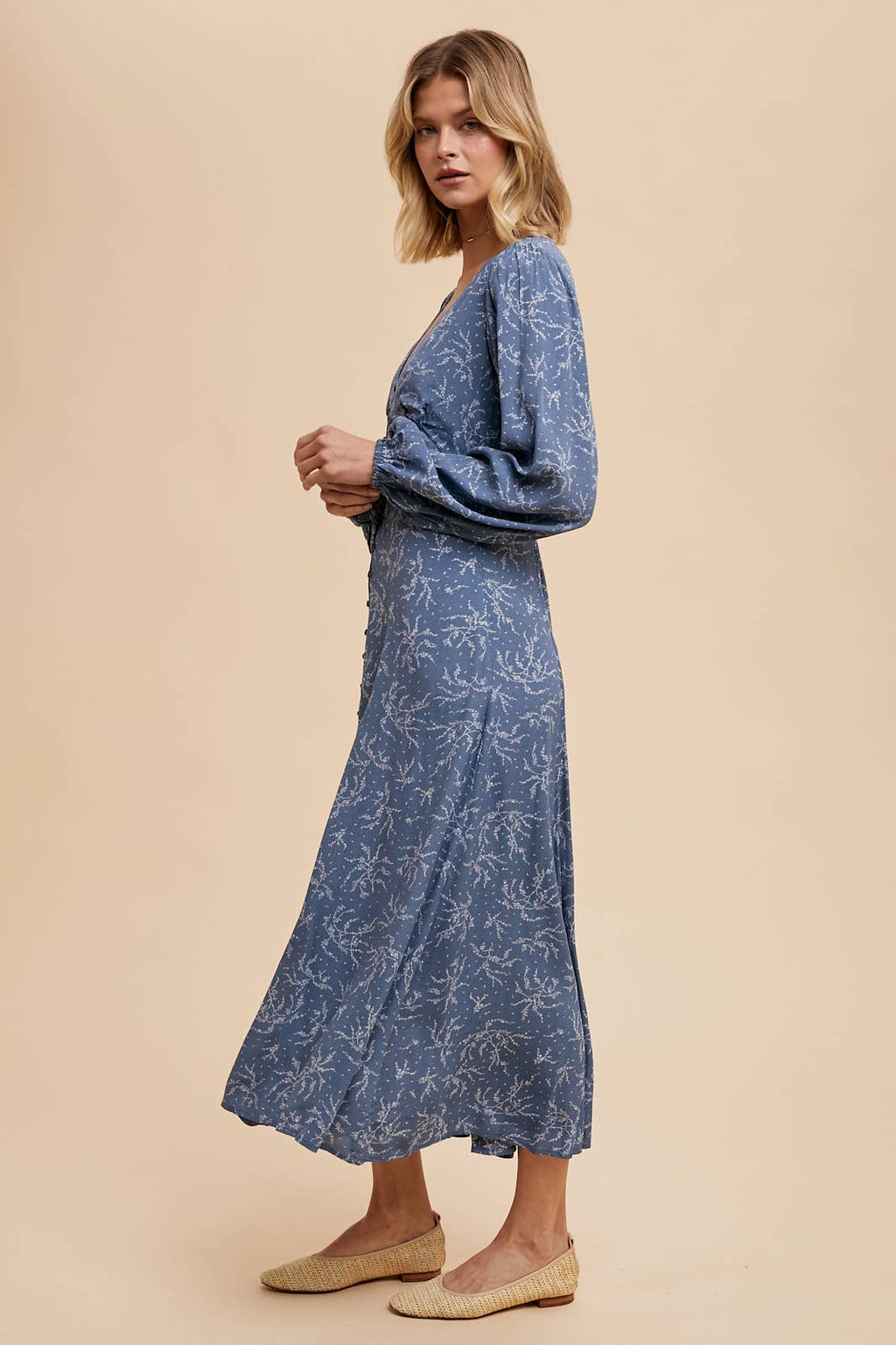 Rosewood Floral Button-Down Dress