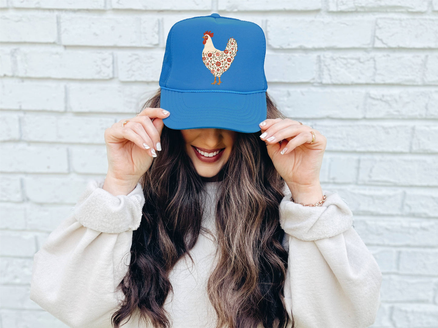 Floral Chicken Trucker Hat