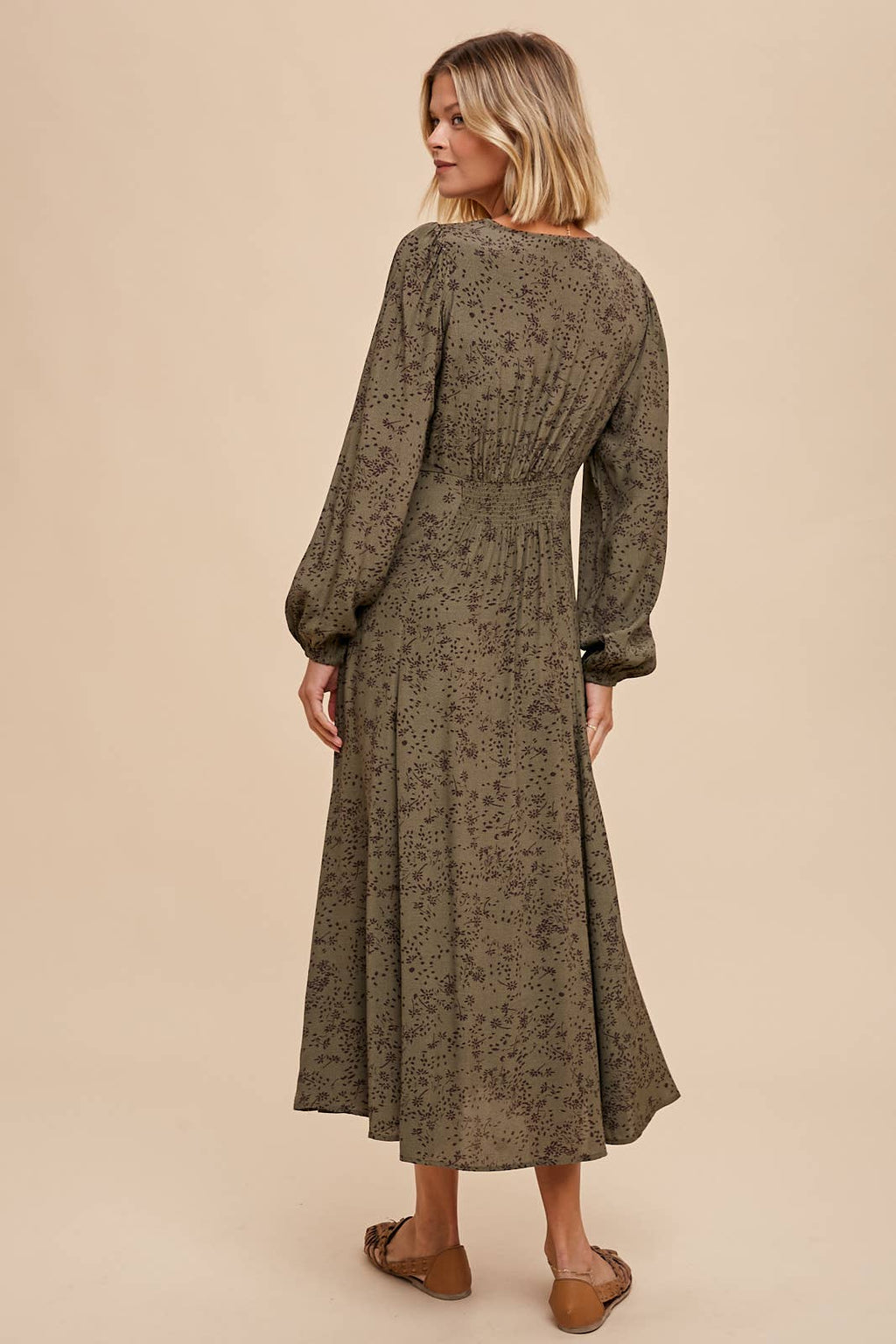 Rosewood Floral Button-Down Dress