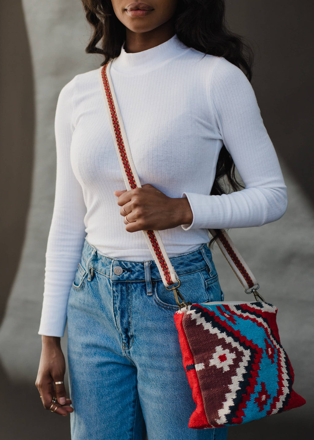 Red & Multicolored Aztec Crossbody