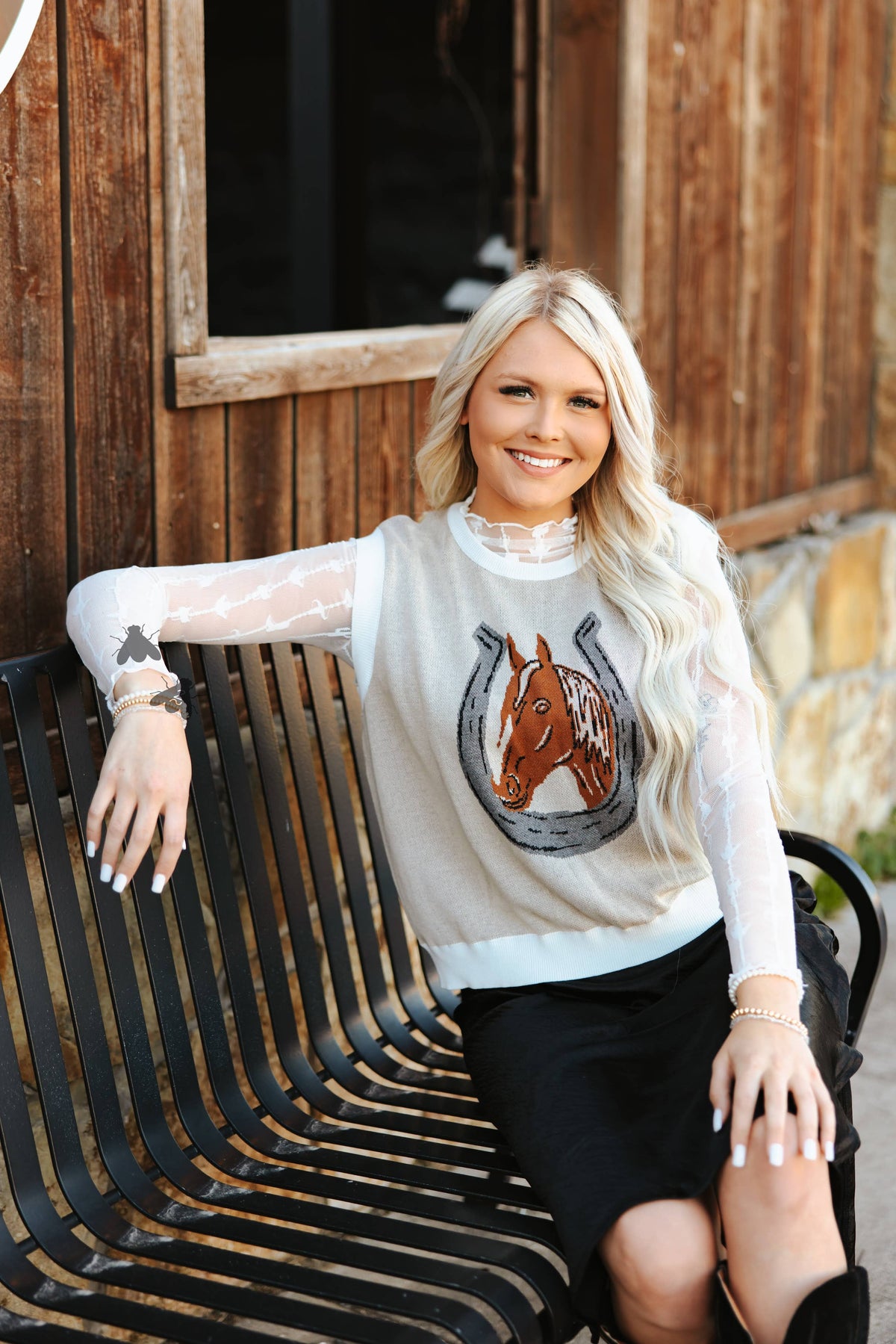 Lariat Lace Long-Sleeve Top — Cloud