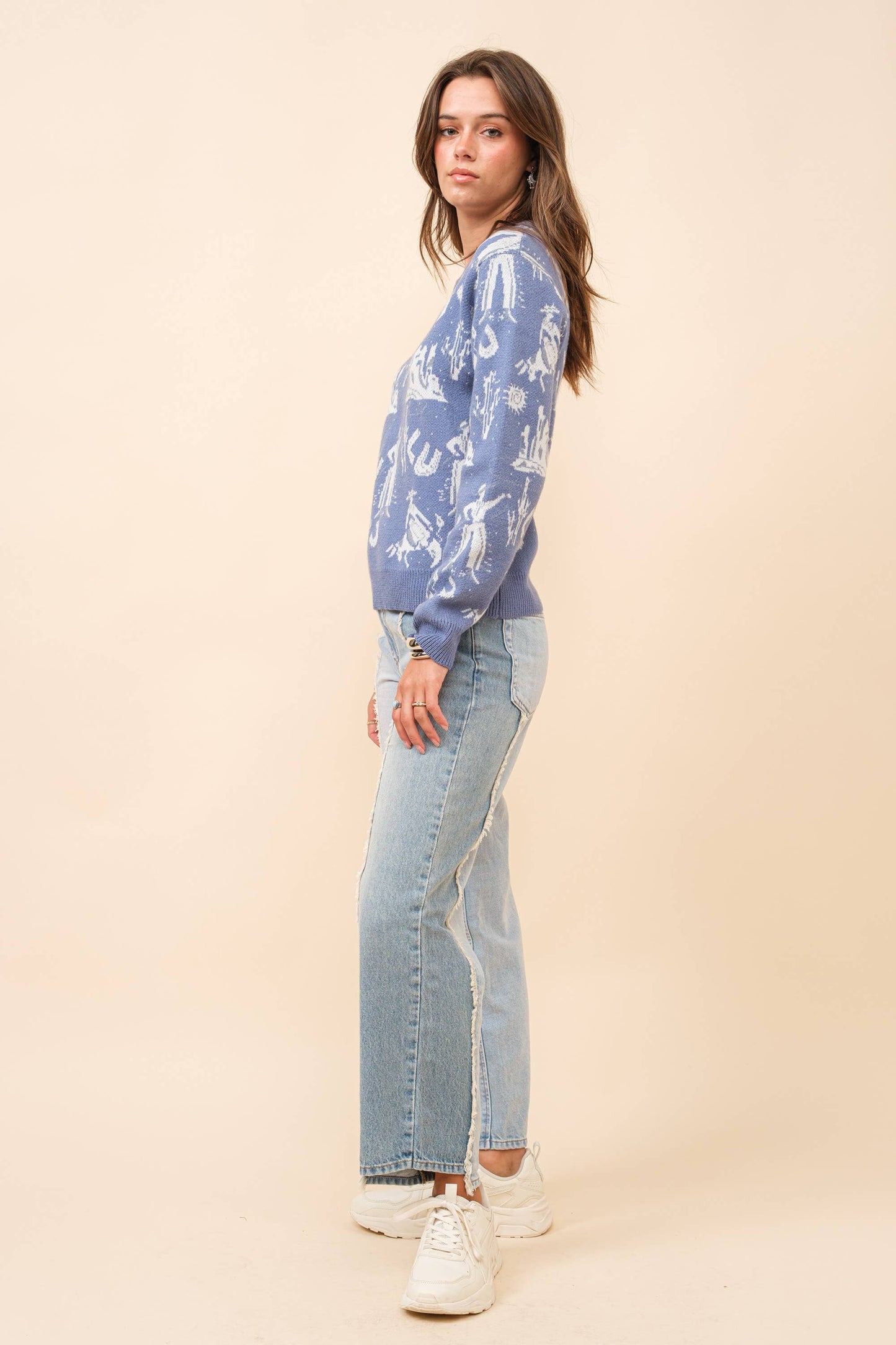 Western Motif Knitted Pullover Sweater