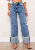 Vintage-Wash High-Rise Wide-Leg Jeans