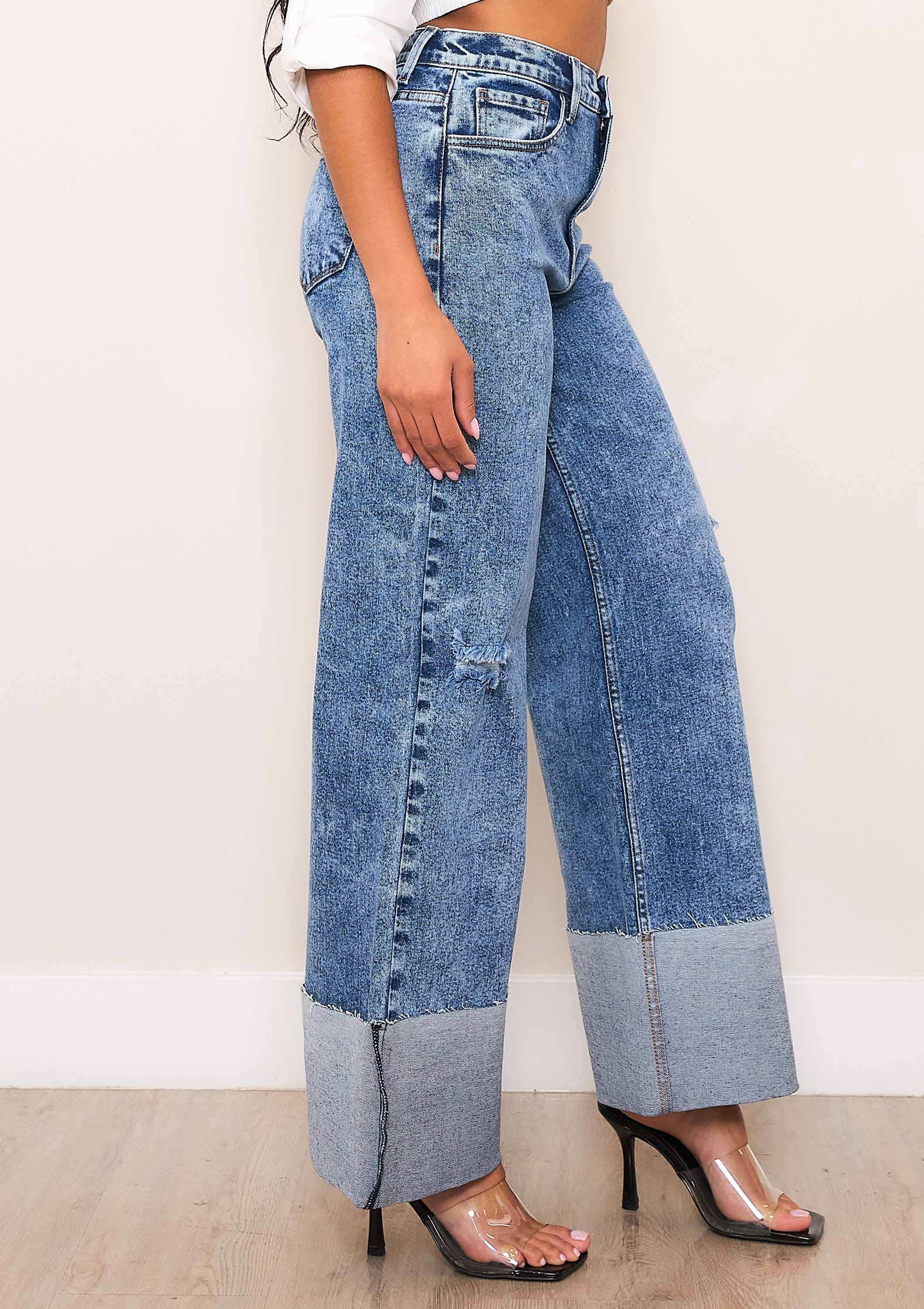 Vintage-Wash High-Rise Wide-Leg Jeans