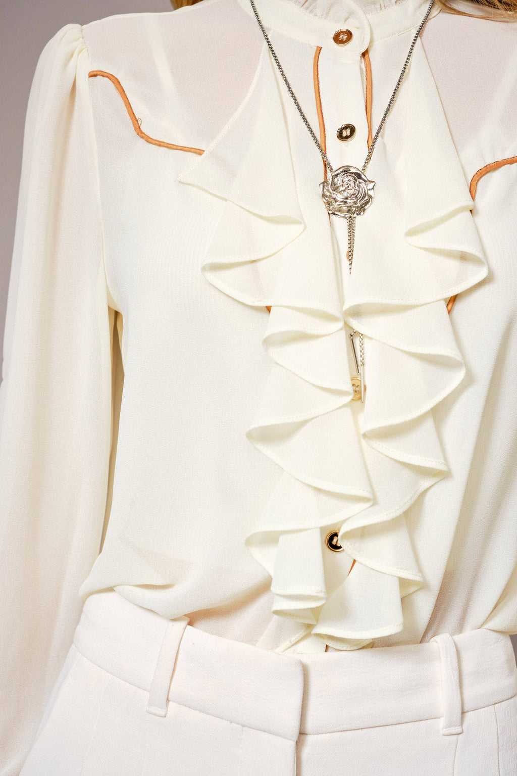 Chelsea Ruffle Blouse — Cream