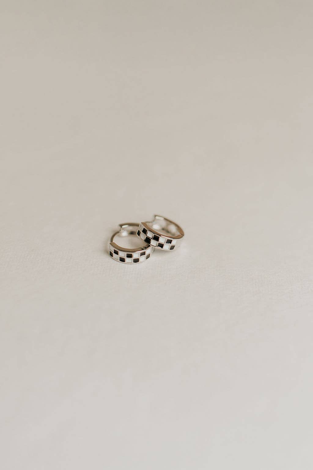 Black & White Checkered Hoop Earrings