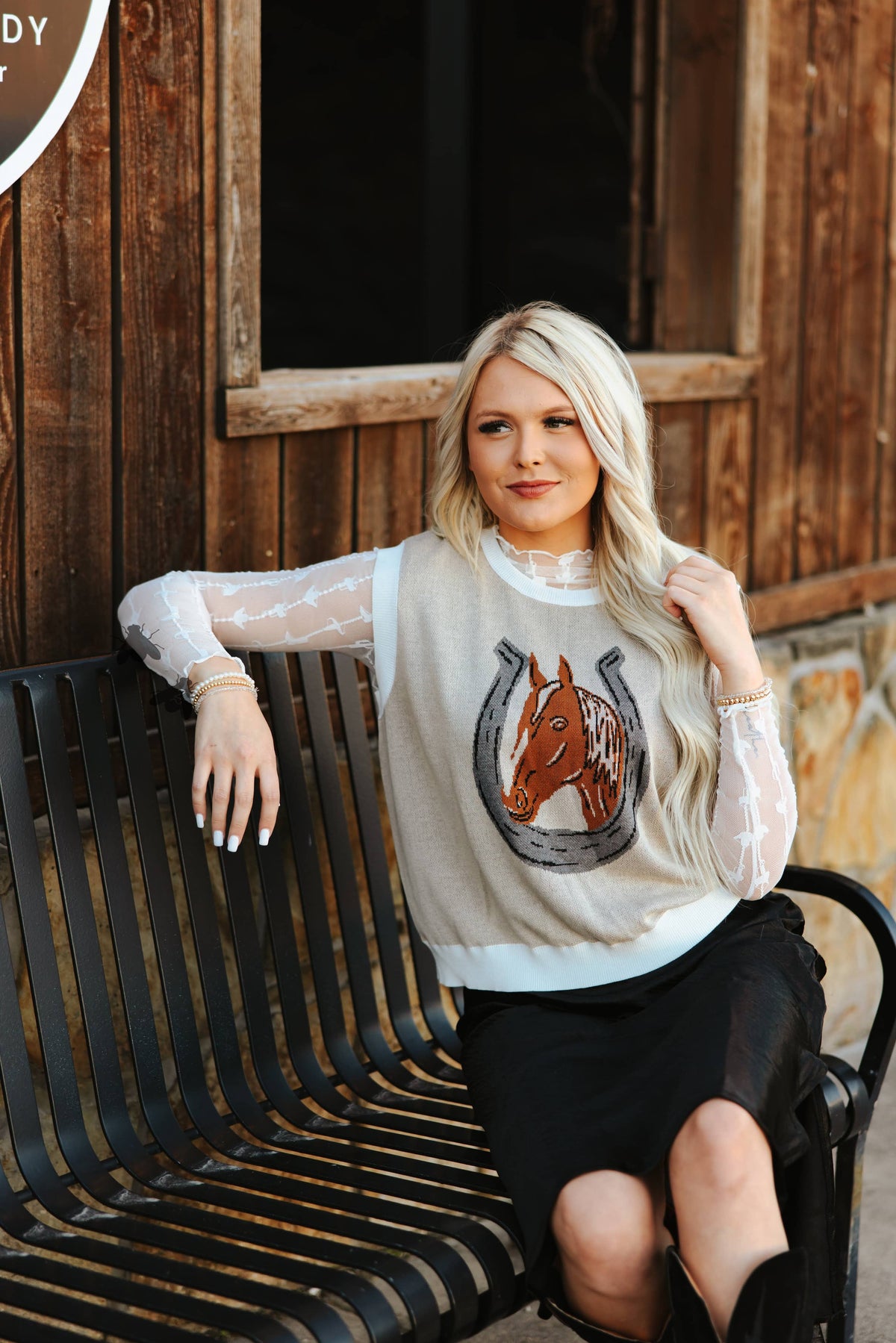 Lariat Lace Long-Sleeve Top — Cloud
