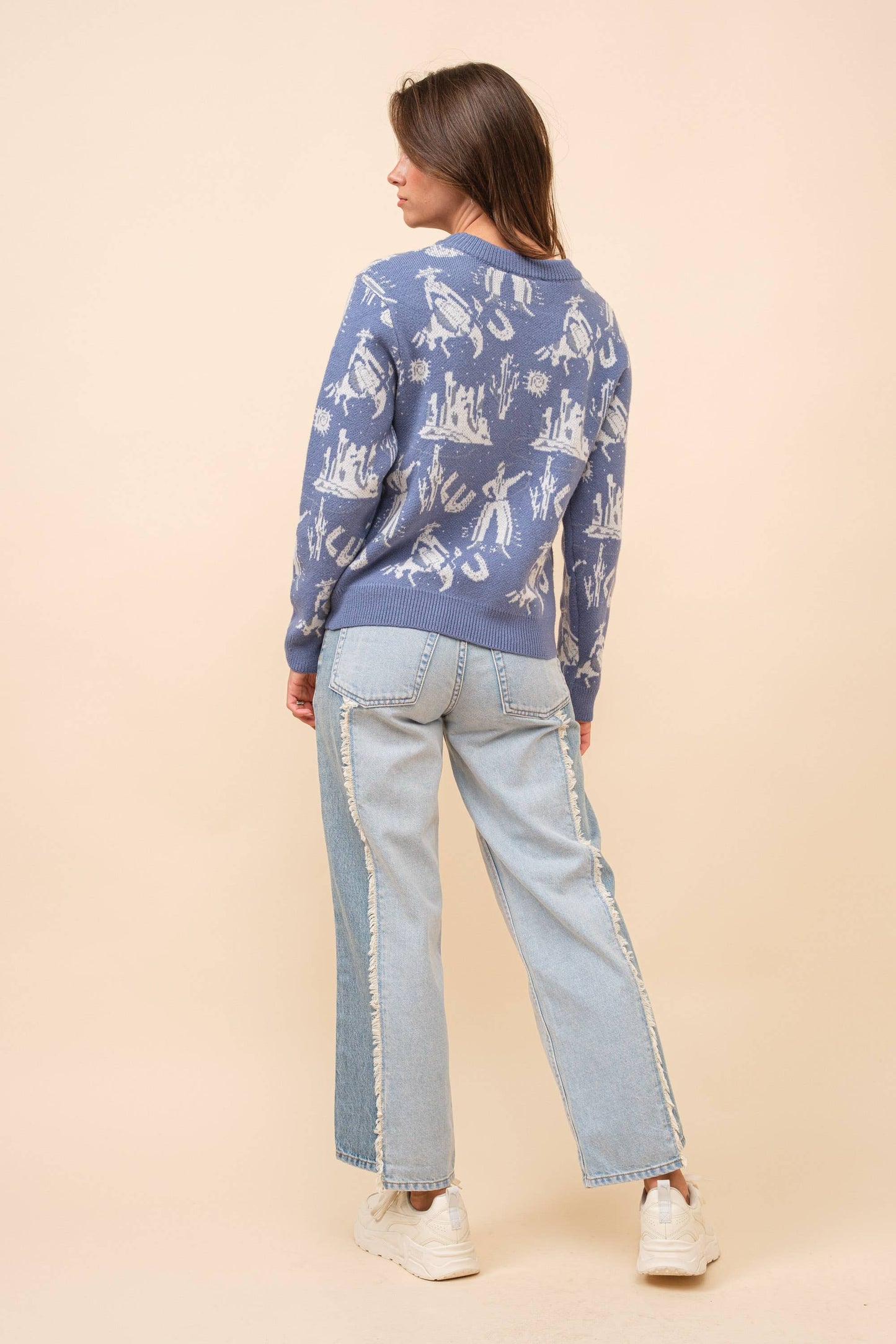 Western Motif Knitted Pullover Sweater